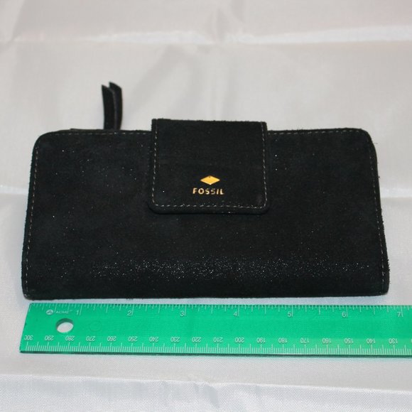 Black suede Fossil wallet - Picture 1 of 4